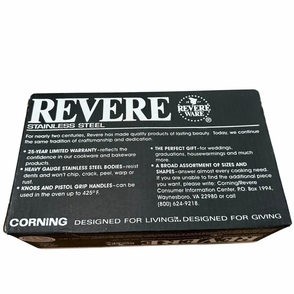 Vintage USA Revere Ware 2 Qt Sauce Pan No. 3514020 New In Box Copper Clad